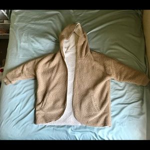 Reversible Cream/Tan Fluffy Coat